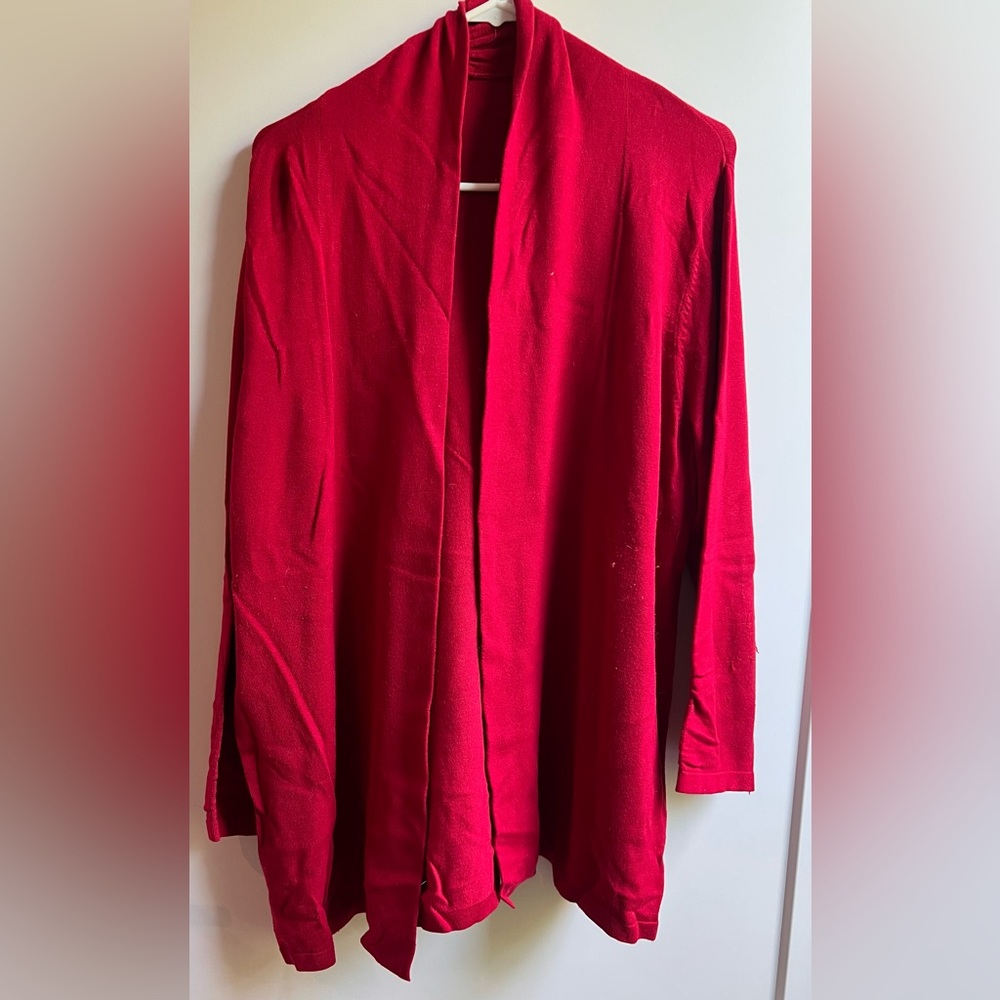 Vibrant Red Open Front Cardigan